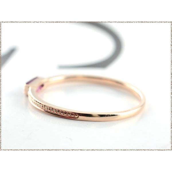 リング レディース 10金 ガーネット 指輪 k10 バケットカット ピンキー