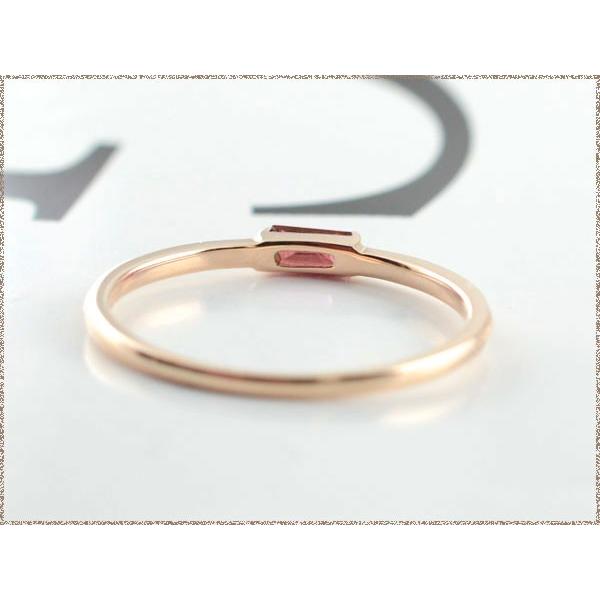 リング レディース 18金 バケットカット ガーネット 指輪 K18 ピンキーリング ピンクゴールド 18k 華奢 シンプル 1月誕生石 ジュエリー ギフト プレゼント 人気の画像
