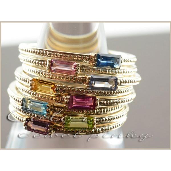 LiniE K18 ルビー　リング　バゲット R00116 K18 バゲットカット ダイヤモンドリング 0.12ct