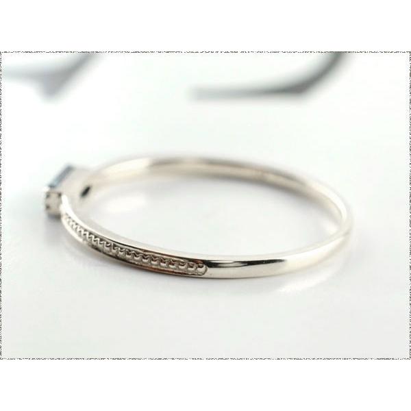 K18 リング レディース アクアマリン バケットカット 指輪 18金 ホワイトゴールド ピンキーリング 3月誕生石 華奢 ギフト クリスマスの画像
