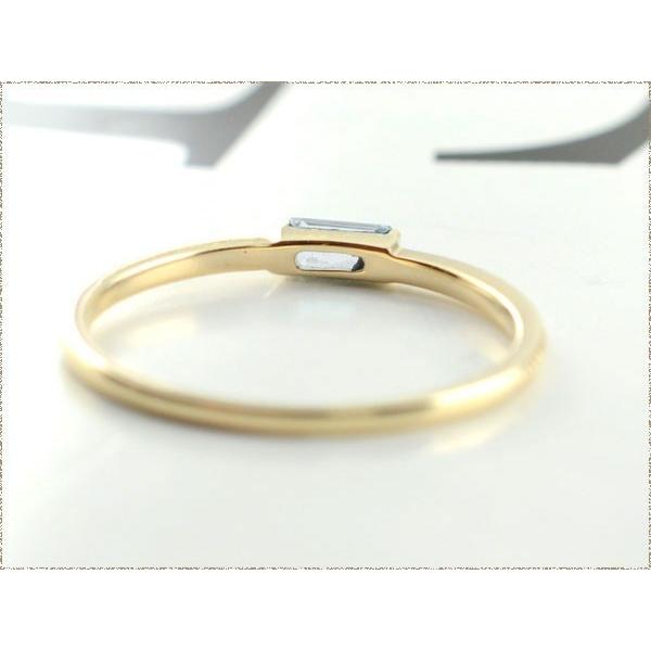 K18 ピンキーリング レディース 18金 アクアマリン 指輪 バケットカット イエローゴールド 18k 3月誕生石 天然石 華奢 重ね付け プレゼント クリスマスの画像