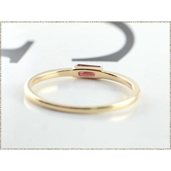 18金 レディース バケットカット ガーネット リング k18 指輪 ピンキーリング イエローゴールド 1月誕生石 華奢 18k クリスマスの画像