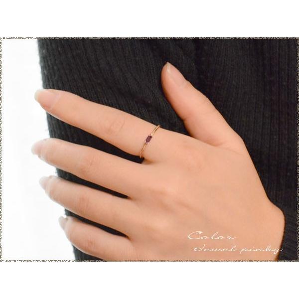 18金 レディース バケットカット ガーネット リング k18 指輪 ピンキーリング イエローゴールド 1月誕生石 華奢 18k クリスマスの画像