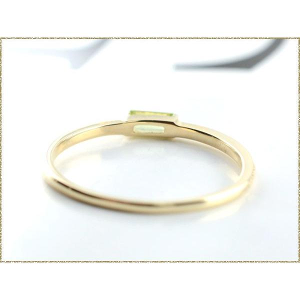リング レディース ペリドット バケットカット ピンキーリング 18金 イエローゴールドk18 指輪 18k 華奢 シンプル 8月誕生石 天然石 プレゼント クリスマスの画像