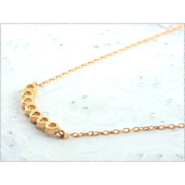ネックレス レディース ダイヤモンド  18金 ペンダント ピンクゴールドk18 ダイヤ 18k 0.10ct  華奢 シンプル  人気  ホワイトデーの画像