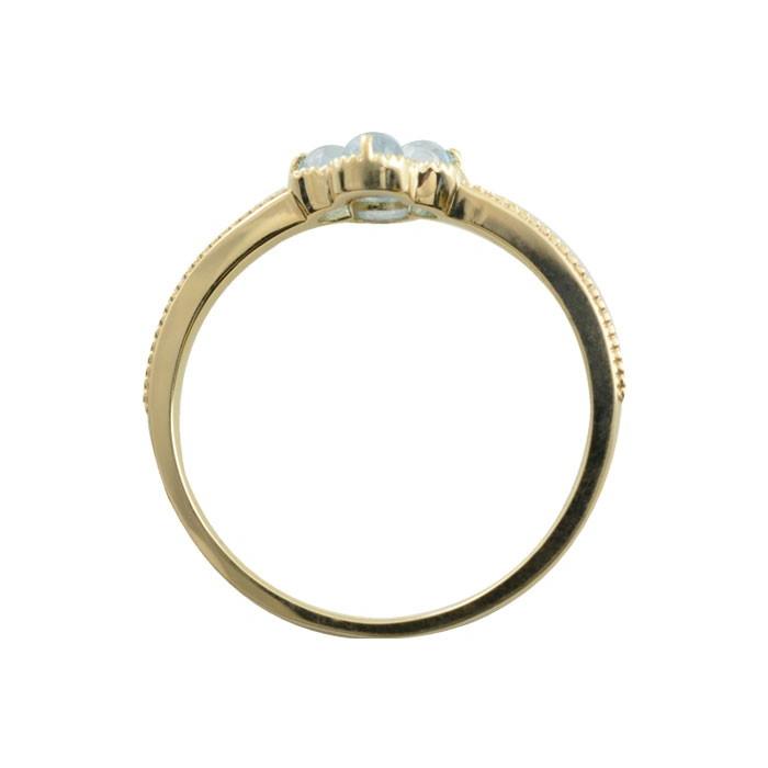 18金 指輪 アクアマリン カボション 花モチーフ フラワー k18