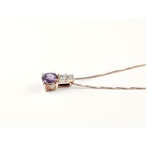 ネックレス レディース ダイヤモンド  18金 アメジスト ダイヤネックレス k18 ピンクゴールドk18 ダイヤ 18k  ペンダント 誕生石  人気  クリスマスの画像