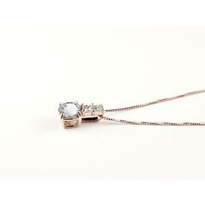 ネックレス レディース ダイヤモンド  アクアマリン 10金 ダイヤ ダイヤネックレス k10 ピンクゴールドk10 10k  ペンダント 誕生石  人気  クリスマスの画像