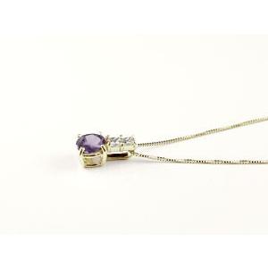 ネックレス 18金 ダイヤモンド アメジスト ダイヤ ダイヤネックレス k18 イエローゴールドk18 18k  ペンダント 誕生石 レディース 人気  クリスマスの画像