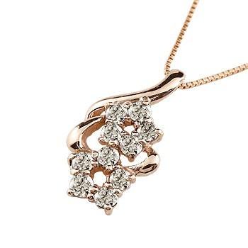 ダイヤモンド ネックレス 18金 ペンダント フラワー ダイヤ 花 k18
