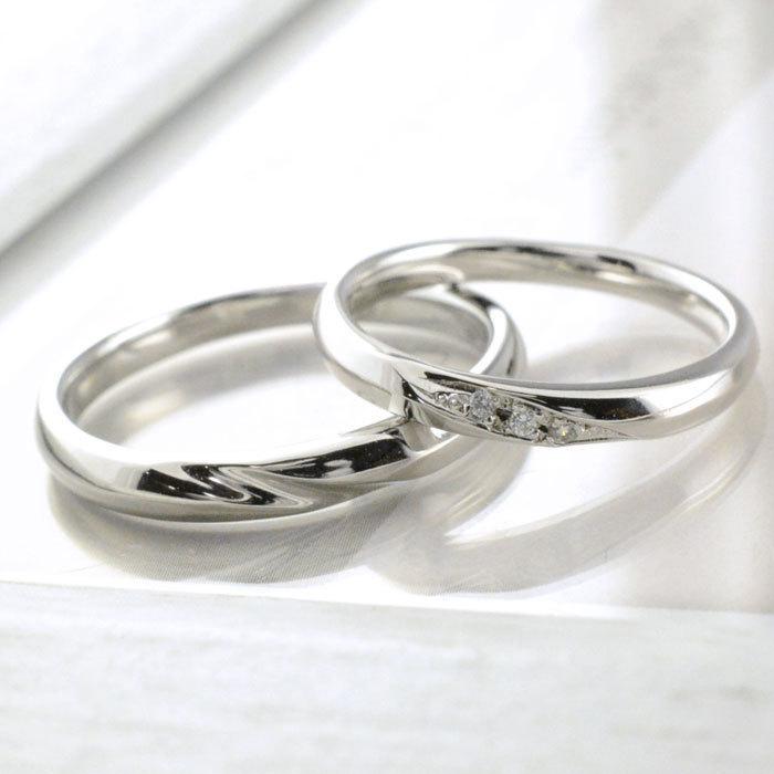 結婚指輪 プラチナ ペアリング シンプル ダイヤモンドリング 指輪