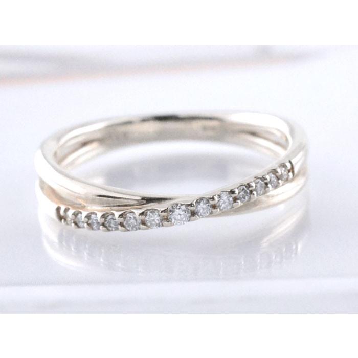 18金 レディース 指輪 ダイヤモンド リング レディースクロス ホワイト