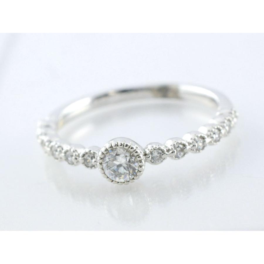 18金 リング レディース ダイヤモンド 婚約指輪 指輪 ホワイトゴールドk18 ミル打ち 18k k18 ミルウチ ダイヤ  クリスマスの画像