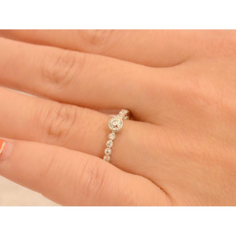 18金 リング レディース ダイヤモンド 婚約指輪 指輪 ホワイトゴールドk18 ミル打ち 18k k18 ミルウチ ダイヤ  クリスマスの画像