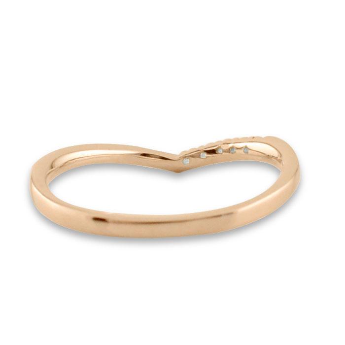 k18 リング レディース ダイヤモンド ダイヤモンドリング 指輪 18k 18金 ピンクゴールドk18 ダイヤ k18 Vライン シンプル 細い 記念日 プレゼントの画像