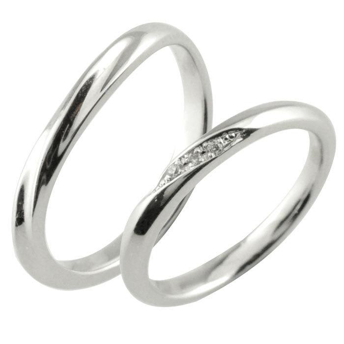 結婚指輪 10金 ペアリング シンプル ダイヤモンドリング 指輪 リング ダイヤモンド ホワイトゴールドk10 デザインリング 10k エンゲージリング  クリスマスの画像