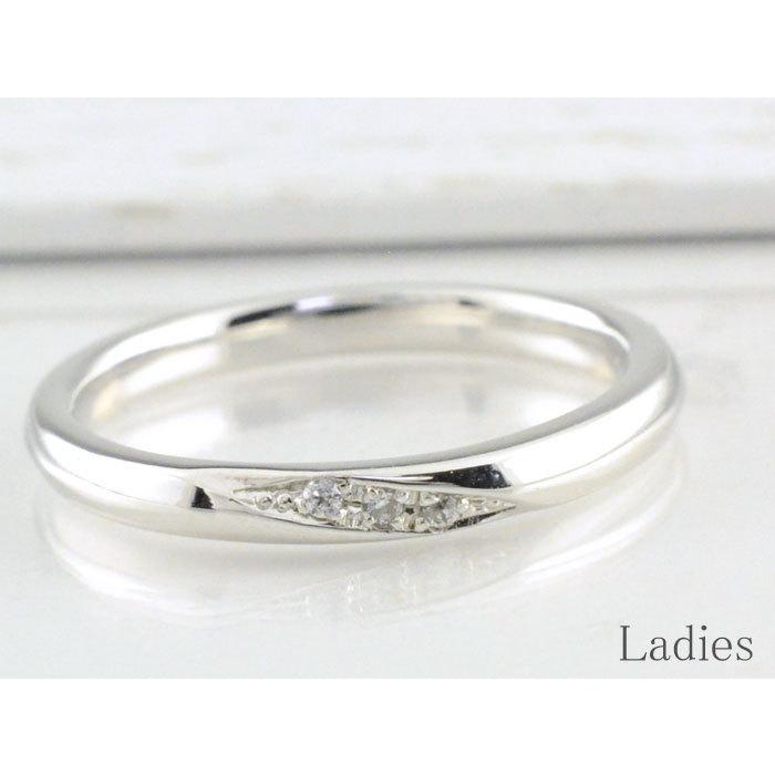 結婚指輪 10金 ペアリング シンプル ダイヤモンドリング 指輪 リング ダイヤモンド ホワイトゴールドk10 デザインリング 10k エンゲージリング  クリスマスの画像