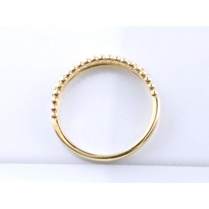 18金 リング レディース 指輪 ダイヤモンド イエローゴールドk18  k18 二連風 ハーフエタニティ ボールアーム 18k 重ねづけ 華奢  クリスマスの画像