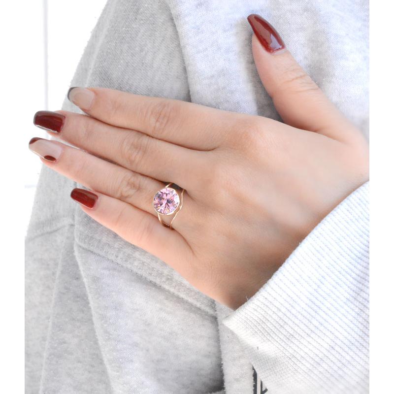 K18 リング　指輪　ピンク石 k18 リング レディース ピンクキュービックジルコニア 人工石 ピンク色