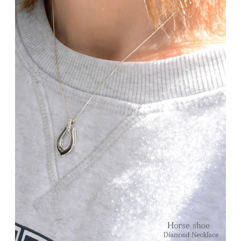 K18ホワイトゴールド　ダイヤモンドホースシュー ネックレス ネックレス レディース ダイヤモンド 馬蹄 ホワイトゴールドk18 馬 k18