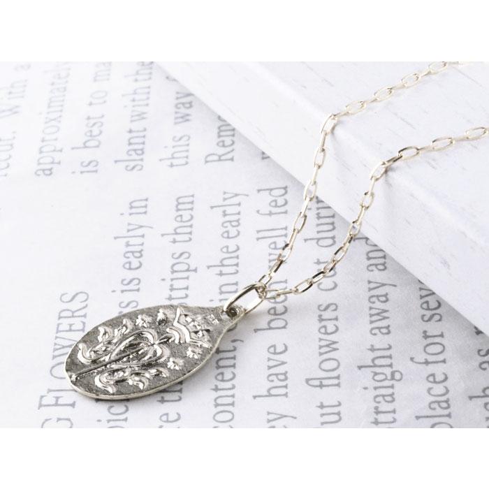 コイン ネックレス レディース k18 ホワイトゴールドk18 マリア オーバル コインモチーフネックレス 18k 18金 ペンダント シンプル 地金 上品 華奢の画像