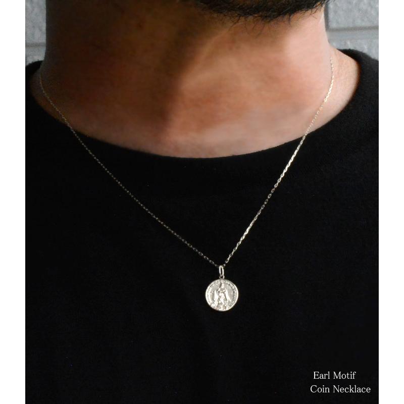 コイン ネックレス メンズ k18 ホワイトゴールドk18 コインモチーフネックレス 18k 18金 感謝 祈り ペンダント シンプル 地金 上品 華奢 人気 記念日の画像