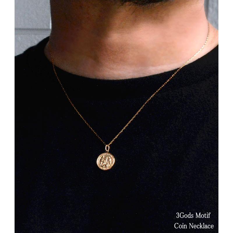 コイン ネックレス メンズ 18金 ピンクゴールド k18 コインモチーフネックレス 18k ペンダント 地金 シンプル 上品 人気 ギフト 記念日 硬貨 ジュエリーの画像