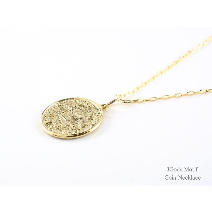 メンズ コイン ネックレス k18 イエローゴールドk18 コインモチーフネックレス 18k 18金 ペンダント シンプル 地金 上品 華奢 人気 記念日 硬貨の画像