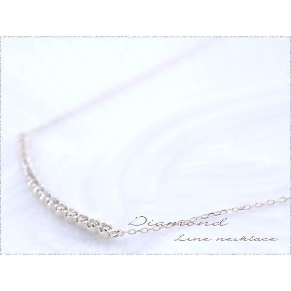 ダイヤモンド ネックレス レディース プラチナ900 0.1ct ライン ペンダント 華奢 シンプル スキンジュエリー 人気 誕生日 クリスマスの画像