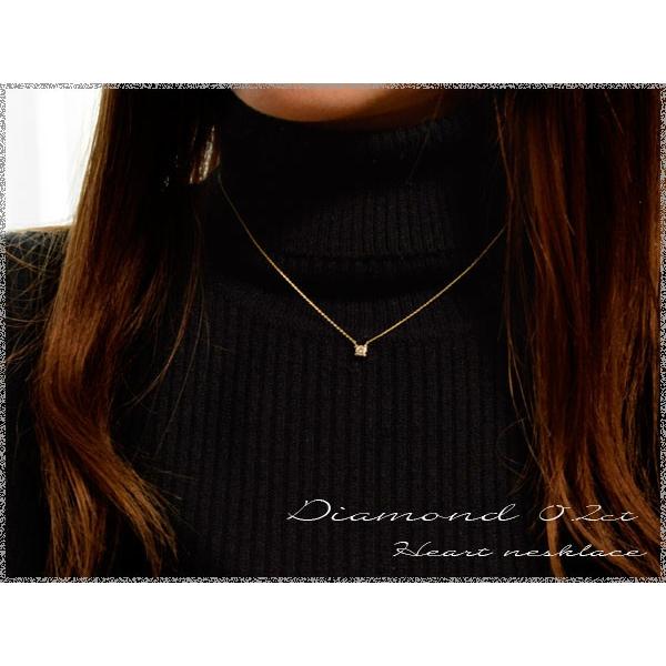 ネックレス レディース ダイヤモンド  18金 k18 ゴールド 一粒 ダイヤ 0.20ct イエローゴールドk18  ハート 18k ペンダント  人気  クリスマスの画像