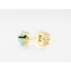 ピアス レディース 一粒 18金 ブルートパーズ イエローゴールドk18 スタッドピアス  18k k18 大粒 プチピアス 11月の誕生石  4mm 納期1週間  クリスマスの画像