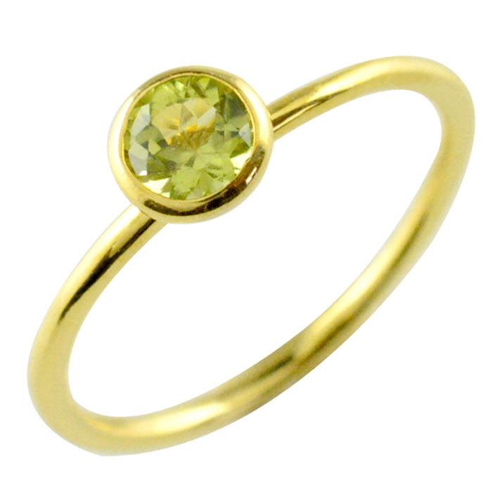18金 ピンキーリング k18 リング レディース ペリドット 天然石 18k 一粒 カラーストーン 重ねづけ フセコミ 華奢 人気 ファッションリング 指輪  ホワイトデー