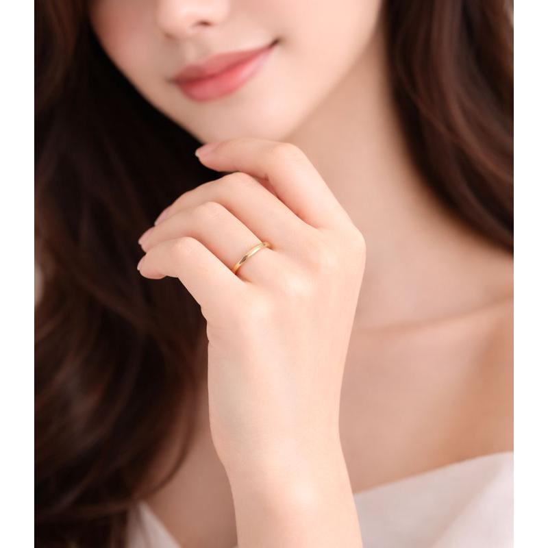 リング 18金 指輪 メンズ レディース ゴールド K18 甲丸 2mm シンプル 地金リング 結婚指輪 マリッジリング プレゼント ギフト ホワイトデーの画像