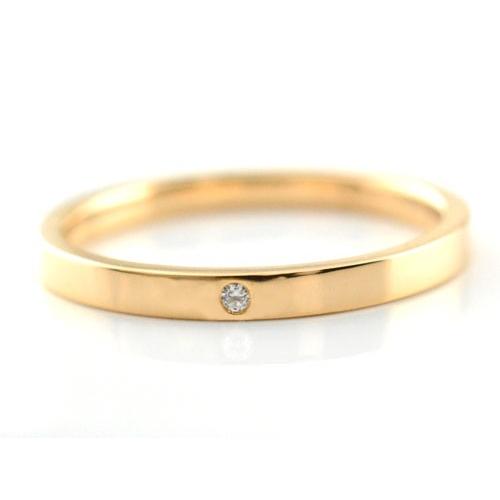 レディース リング k18 ダイヤモンド リング 18金 ピンクゴールドk18 シンプル ストレート 平打ち 地金リング 結婚指輪 エンゲージリング 指輪  ホワイトデーの画像