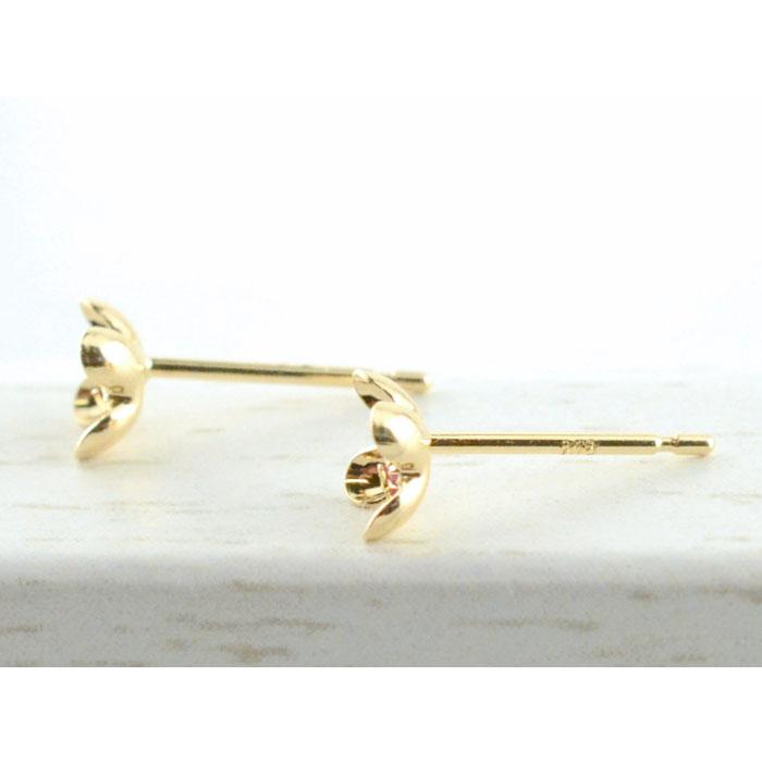 あすつく ピアス k18 ルビー イエローゴールドk18 18k 18金 花