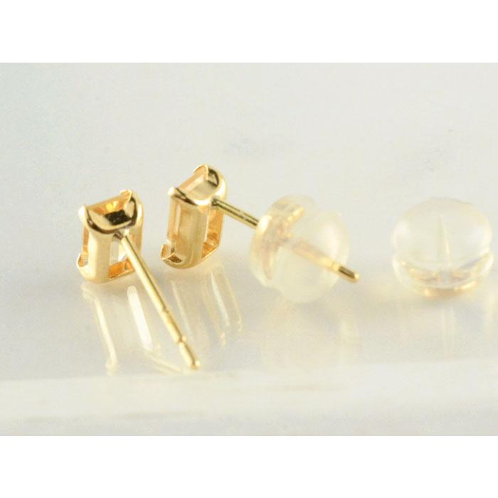 【8/30までsale】 K18WG インペリアル トパーズ スタッド ピアス インペリアルトパーズ ピアス レディース K18 スタッドピアス 長方形