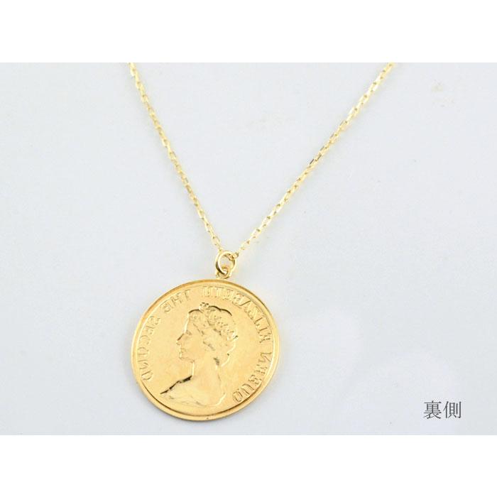 あすつく コインネックレス レディース K18 18金 エリザベス コイン ペンダント 10mm イエローゴールド 地金 薄型 小さめ 華奢 シンプル 上品 重ね付け 優良配送の画像