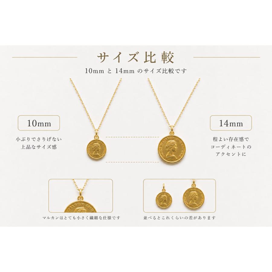 あすつく 18金 コインネックレス レディース K18 エリザベス コイン