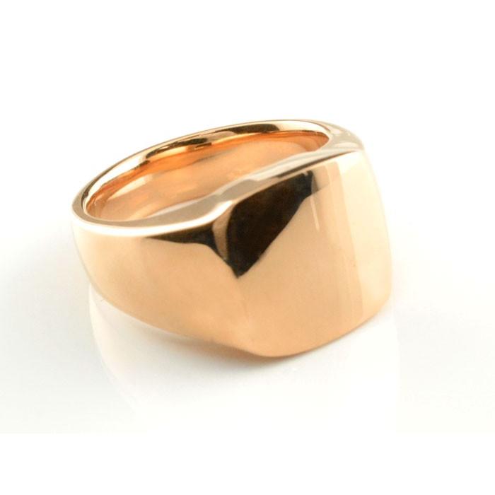 リング レディース 18金 印台リング K18 ピンクゴールド 指輪 幅広