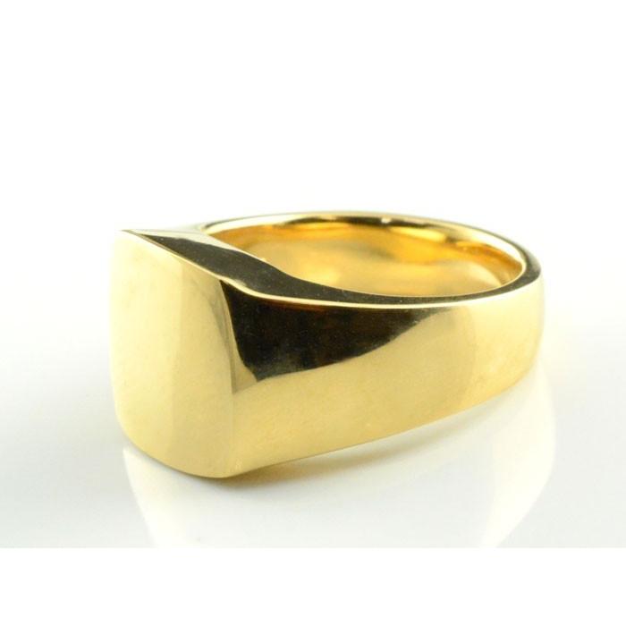 18金 リング メンズ 指輪 印台リング 幅広 シンプル k18 地金リング