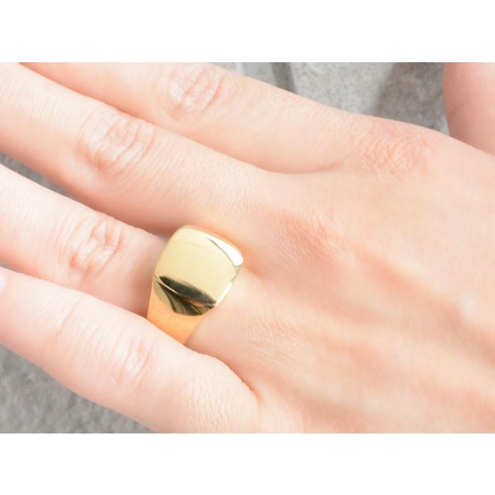 18金 リング メンズ 指輪 印台リング 幅広 シンプル k18 地金