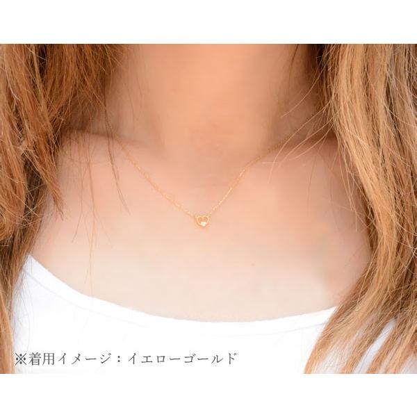 ネックレス レディース k10 ダイヤモンド ハート イエローゴールドk10