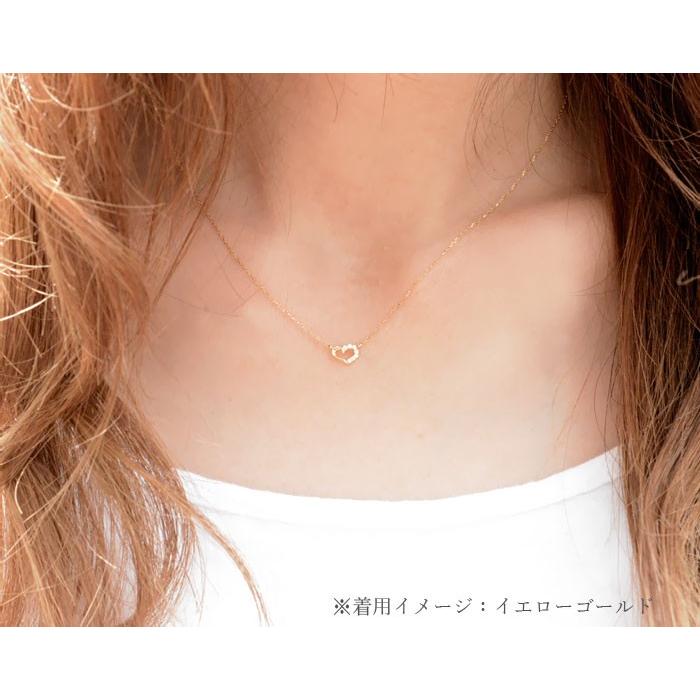 ネックレス レディース ダイヤモンド 18金 k18 ハート ピンクゴールド