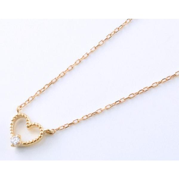 ダイヤモンド ネックレス 18金 k18 ハート ピンクゴールドk18 ハートモチーフ 1粒 ペンダント ゴールド ダイヤ 18k 華奢 レディース 人気 クリスマス_1