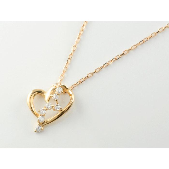 ネックレス レディース ダイヤモンド  18金 k18 ハート ピンクゴールドk18 ハートモチーフ ペンダント ダイヤ 18k 華奢  人気  クリスマスの画像