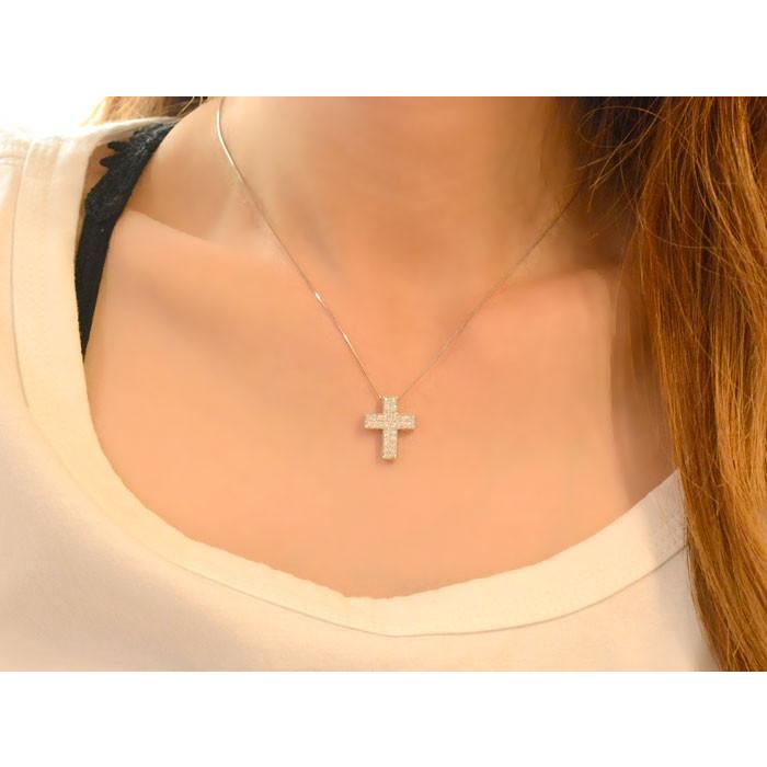 ネックレス レディース ダイヤモンド 18金 k18 クロス