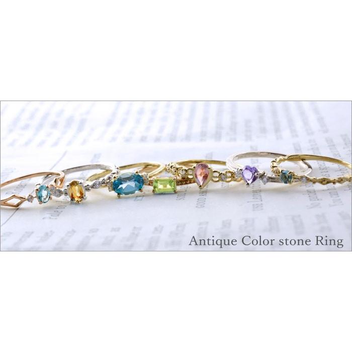 レディース 指輪 10k ダイヤモンド アクアマリン オーバル k10 ピンキーリング 大粒 ピンクゴールドk10 10金 華奢 3月 リング  ホワイトデーの画像