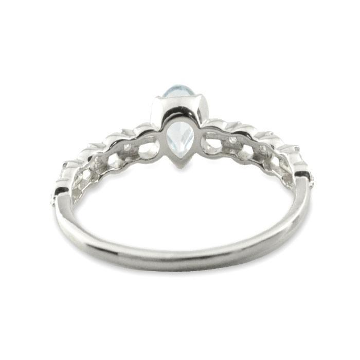 プラチナ リング レディース Pt900 アクアマリン ペアシェイプ ダイヤモンド 指輪 ピンキーリング 大粒 3月誕生石 天然石 華奢 プレゼント クリスマスの画像