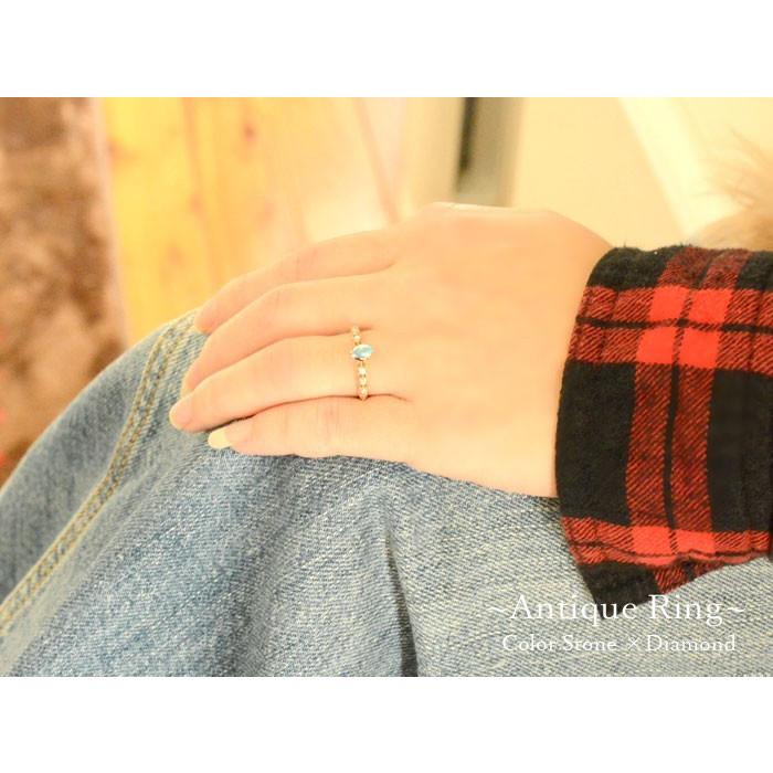 リング k18 ダイヤモンド 指輪 ブルートパーズ ゴールド ペアシェイプカット ピンキーリング 大粒 ピンクゴールドk18 18k 18金 華奢  クリスマスの画像