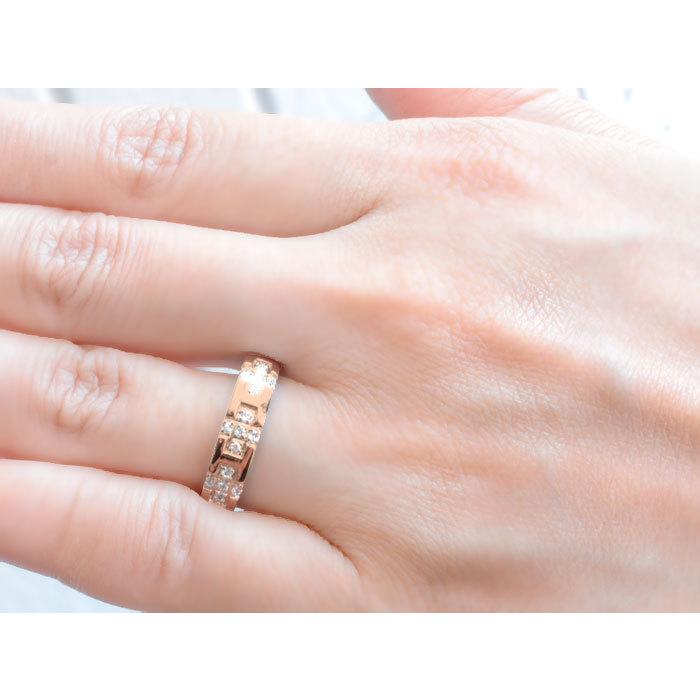 リング 18金 レディース ダイヤモンド k18 指輪 ダイヤ ピンクゴールドk18 クロス 十字架 18k ダイヤモンドリング デザインリング 結婚指輪  クリスマスの画像